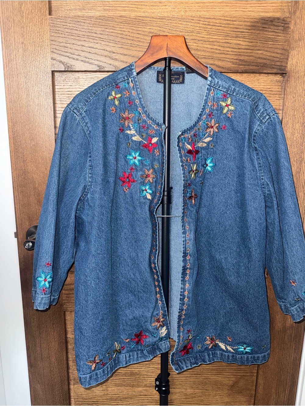 Vintage Embroidered Denim Jacket Cardigan | Cottagecore Floral Jean Jacket